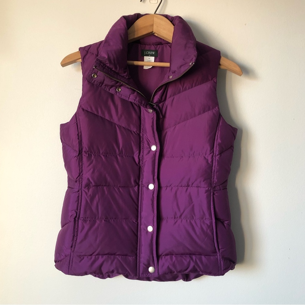 J.Crew down-filled puffer vest - size XS - purple gorpcore zip-up vest